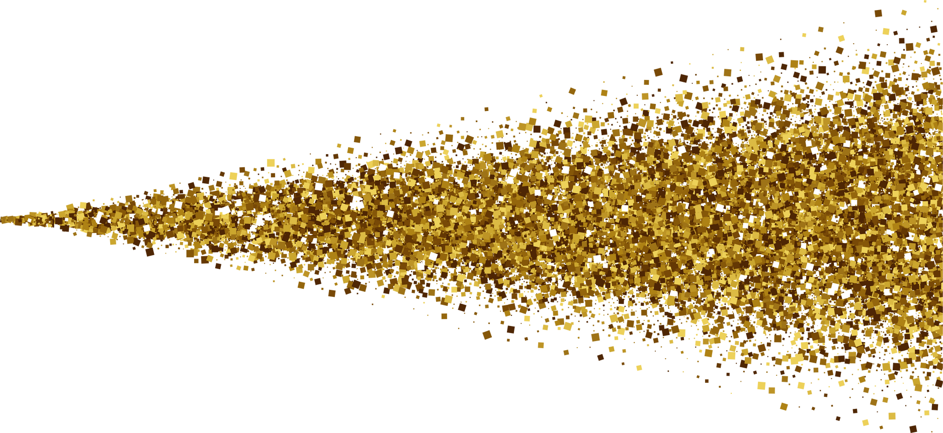 Golden Shiny Tinsel Sprayed Particles Isolated Border
